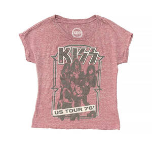 【期間限定SALE】USA 古着 半袖 KISS キッス アメリカツアー 1976年 ロックTシャツ Tシャツ プリント バンドT レディースXS相当 BA1522