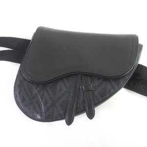 極美品□DIOR ディオール オム 1ADPO093CDP_H43E Saddle mini レザー CD ダイヤモンドロゴ ボディバッグ 黒 伊製