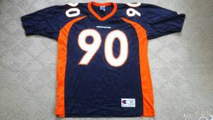 美品 直筆サイン入り 90s チャンピオン製 DenverBroncos NeilSmith ゲームジャージ 48 XL~XXL / ブロンコス NFL ビンテージ