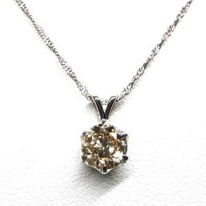 1円〜!!1ct!!▼Pt999 天然ダイヤモンドネックレス▼J 約2.4g 約42cm necklace jewelry diamond EC4/EC8. S297