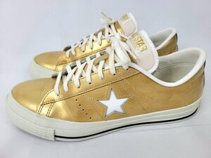 美品 日本製 converse onestar leather 金 白 US8.5 27cm コンバース ワンスター レザー ゴールド ホワイト レアカラー