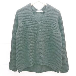 ◇ MOUSSY リブニット 厚手 起毛 Vカットネックデザイン 長袖 ニットソー サイズF ブラック レディース E