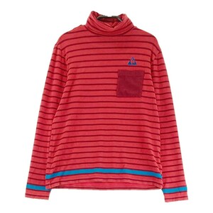 LECOQ GOLF ルコックゴルフ タートルネック 長袖Tシャツ ボーダー柄 レッド系 L [240101198829] ゴルフウェア レディース