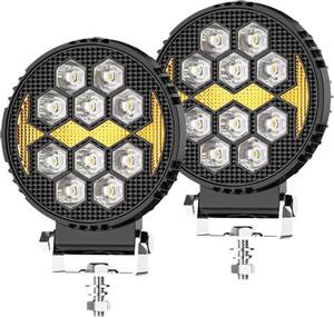 LED作業灯 12V/24V両用 36W 白色光 黄色光 黄色光バースト オールインワンLED作業灯 自動車用LED作業灯 アルミ合金鍛造技術 IP68防水