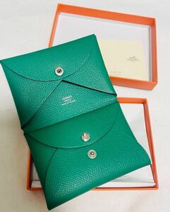 出品終了します！超美品 HERMES エルメス　カルヴィデュオ　ヴェールユッカ　財布　 カードケース コインケース 小銭入れ