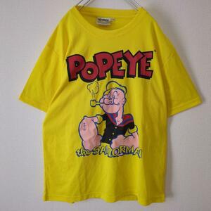 POPEYE ポパイ Tシャツ キャラT イエロー 黄色 ゆるダボ 4L