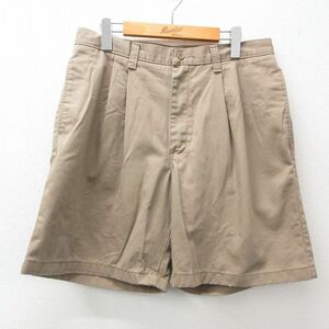 W33/古着 リー Lee ショート パンツ ショーツ メンズ 00s コットン 茶 ブラウン 24apr23 中古 ボトムス 短パン ショーパン ハーフ