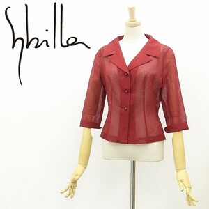 美品◆Sybilla シビラ 七分袖 シアー シャツ ジャケット バーガンディ M