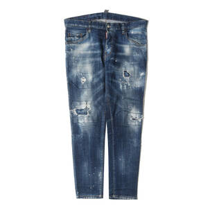 DSQUARED2 ディースクエアード ヴィンテージ ダメージ 加工 ストレッチ デニムパンツ Skater Jean インディゴ 50 イタリア製 ブランド