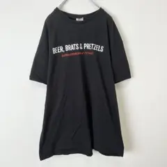 ビンテージ　古着　BEER ビール　メンズプリント　半袖Tシャツ　黒　Lサイズ