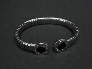 1円■美品■ BVLGARI ブルガリブルガリ トゥボガス スチール オニキス バングル ブレスレット アクセサリー レディース シルバー系 AY8866