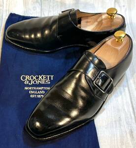 CROCKET&JONES クロケット＆ジョーンズ◆25cm 6.5E◆モンクストラップ 革靴 本革 ビジネスシューズ ドレスシューズ イギリス製 メンズ 黒