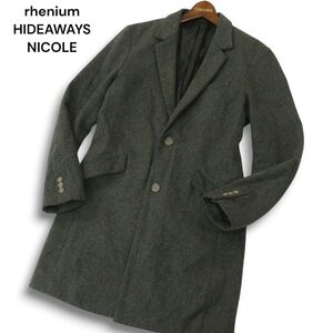 rhenium HIDEAWAYS NICOLE ハイダウェイ ニコル 秋冬★ スリム チェスター コート Sz.46　メンズ グレー　A4T12502_B#N