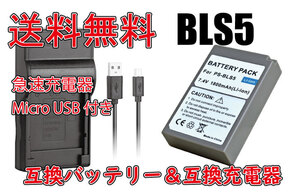 送料無料 バッテリー＆充電器 OLYMPUS オリンパス BLS1/BLS5 2200mAh E-PL7 PEN E-PL6 Lite E-PL5 E-PL3 E-PL2 BCS-1 急速充電器 互換品