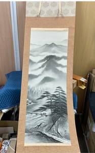 稲川秋山　水墨山水　掛軸　美術品　評価額33万円　希少品　水墨　伝統