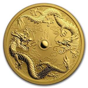 [保証書・カプセル付き] 2020年 (新品) オーストラリア「ダブル ドラゴン・龍」純金 1オンス 金貨