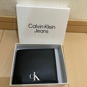 送料無料　未使用　カルバンクライン ジーンズ Calvin Klein Jeans CK 財布 二つ折り財布 折りたたみ　　　ブラック　メンズ