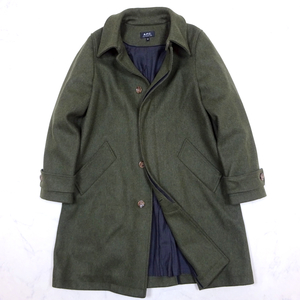 APC アーペーセー マント風 ウール コート ダークグリーン 美品 36 WOOL COAT