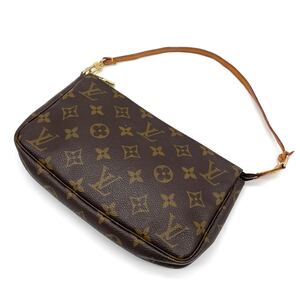 1円 良品 LOUIS VUITTON ルイヴィトン モノグラム ポシェットアクセソワール ハンドバッグ アクセサリーポーチ M51980 CA0090