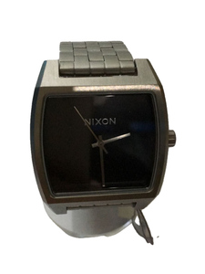 NIXON◆TIME TRACKER BLACK/クォーツ腕時計/アナログ/ステンレス/ブラック/シルバー