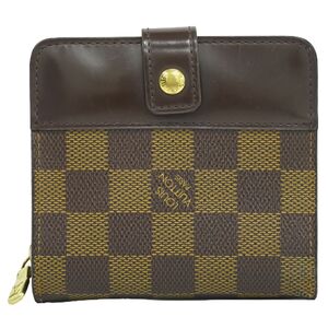 本物 ルイヴィトン LOUIS VUITTON LV コンパクトジップ ダミエ エベヌ 折財布 コンパクトウォレット ブラウン N61688