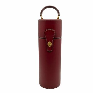 未使用 極美品 COACH コーチ CO235G レザー ターンロック ワイン ボトルケース ボトルカバー ボトル入れ ボルドー系 ノベルティ