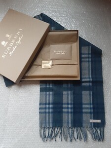 BURBERRY　バーバリー　マフラー　ストール　スカーフ　ショール　カシミヤ100％　未使用に近い　ライトグレー　送料無料!!