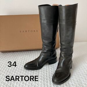 SARTORE ロングブーツ　34 サルトル 黒 レザー ブーツ ブラック 伊勢丹新宿店購入