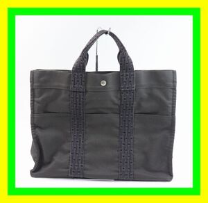 ★1円スタート 売り切り★HERMES/エルメス★エールライン★トート MM★キャンバス★グレー★トートバッグ/ハンドバッグ★A(-)ランク★