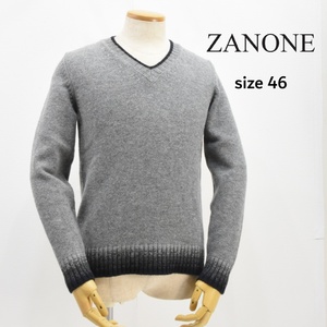 ◇未使用タグ付き4.3万◇ZANONE◇Vネックウールニット◇サイズ46◇グレー◇ザノーネ◇イタリア製◇