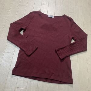 4048☆ UNITED ARROWS GREEN LABEL RELAXING トップス 長袖カットソー Vネック レディース ボルドー