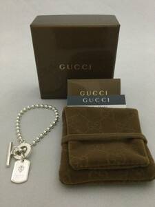 GUCCI　グッチ　クレスト　ドッグタグ　プレート　ボールチェーン　ブレスレット　シルバー　アクセサリー　925【B465942】