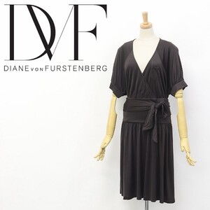 ◆DIANE von FURSTENBERG/ダイアンフォン ファステンバーグ NIUE シルク ギャザー ラップ ワンピース ダークブラウン 4