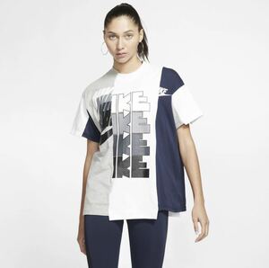 内正規品 新品 19AW NIKE × sacai ハイブリッド Tシャツ GREY NAVY WHITE サカイ T-shirt Nrg Ga Ni-12 NikeLab TEE XS