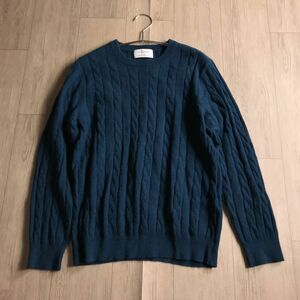 100円スタート□ green label relaxing ユナイテッドアローズ　CASHMERE ニット　セーター　カシミヤ100% ケーブル編み