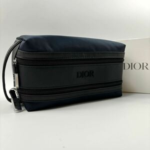 新品未使用/箱付き ●Dior ディオール セカンドバッグ クラッチ ダブルファスナー レザー ビジネス ネイビー ブラック 黒 メンズ 2室