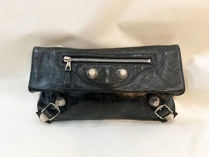 BALENCIAGA/バレンシアガ ジャイアント エンベロープ クラッチバッグ #186182 本革 レザー ブラック セカンドバッグ ユニセックス