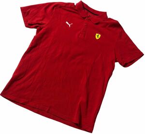 ■ PUMA×Ferrari プーマ×フェラーリ ■ ロゴ カヴァリーノ・ランパンテ 跳ね馬 エンブレム ラバー ワッペン 半袖 ポロシャツ レッド M