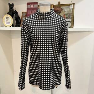 tricot comme des garon/pullover tops/plaid/white/black/トリココムデギャルソン/プルオーバートップス/ハイネック/チェック