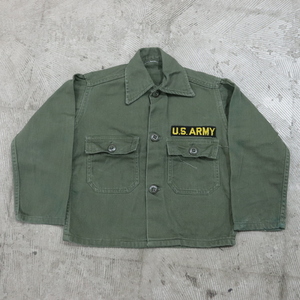 KD272 70sビンテージ キッズ U.S.ARMY 長袖 ユーティリティーシャツ■1950年代製 グリーン 子供服 アメカジ ストリート アンティーク 60s