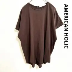 a447/M AMERICAN HOLIC 茶色ブラウン　半袖カットソー