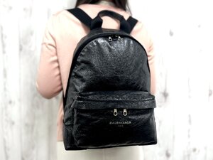 極美品 BALENCIAGA バレンシアガ バックパック リュックサック バッグ レザー×ナイロンキャンバス 黒 メンズ 79891Y