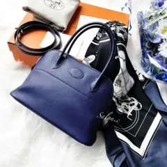 美品　HERMES エルメス　ボリード27 スイフト ブルーアンクル　ネイビー