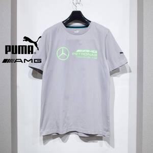 M / PUMA プーマ AMG PETRONAS エーエムジー メルセデス ベンツ ロゴ 半袖 Tシャツ ワッペン グレー コラボ 古着 メンズ