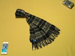 マフラー ♪ DAKS 信頼の日本製 Made in Japan ♪ 合わせやすいBlack黒系 メンズ&レディース WOOLウール+CASHMEREカシミア■3314