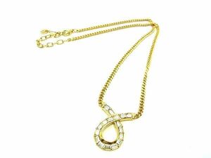 ■美品■ NINA RICCI ニナリッチ ラインストーン ネックレス ペンダント アクセサリー レディース ゴールド系×クリア DF0094