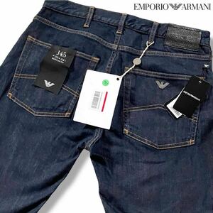 新品タグ付き●エンポリオ アルマーニ デニム ジーンズ Gパン パンツ EMPORIO ARMANI ストレッチ インディゴ レザータグ イーグルロゴ 32 M