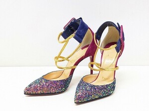 S278-N29-4659 Christian Louboutin クリスチャン ルブタン ハイヒール ピンヒール ラメ マルチカラー レディース サイズ34 現状品2