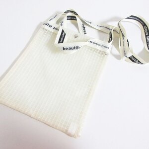 美品 beautiful people ビューティフルピープル plaid vinyl logo tape sacoshe bag PVC サコッシュ ショルダーバッグ クリア ◆