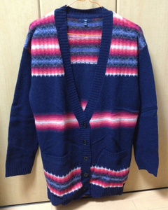 GAP ギャップ ノルディック柄ロングカーディガン LONG CARDIGAN XS/S NAVY ネイビー